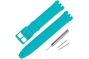 Rihahisy Cinturino in gomma di silicone ultra sottile da 16 mm per orologio/orologio Swatch(Turquoise)