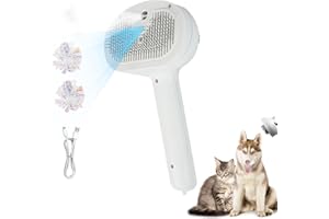 CARSEATTY Cepillo para gatos con vapor, cepillo multifuncional para gatos con función de luz azul, cepillo de vapor para pelo largo y pelo corto, cepillo de pelo de gato para masaje, cuidado y depilación
