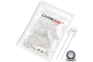 Chanzon 100 pezzi 5mm Cappello di paglia bianco LED luci a diodi (lente trasparente trasparente 3V 20mA) Lampadine per illuminazione brillante Componenti elettronici Indicatore Diodi a emissione
