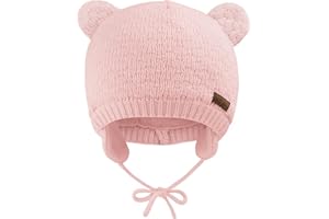 SEYUFN Cappelli invernali per bebè, per bambine, bambine in prima infanzia, Cappelli a maglia calde per bambini, cappello foderato in pile con copriorecchie da 0 a 36 mesi