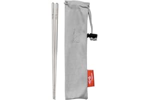 TiTo Titanium Solide Baguettes D'extérieur en Titane Tour pour Camping Baguettes Antidérapantes Légères et Non Chaudes, Baguettes Métalliques Réutilisables Lavables au Lave-vaisselle(6*160mm)