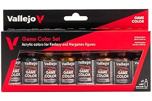 Vallejo Game Color Set de Pintura Acrílica Colores Metálicos. Kit de 8 Colores Metalizados en Botellas de 18 Ml con Cuentagotas para Detalles Metálicos de Figuras de Fantasía y Wargame