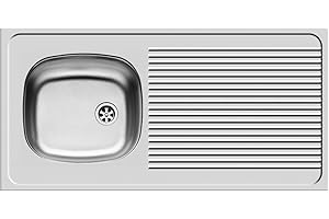 Pyramis International (100 x 50) 1b 1D Évier en acier inoxydable lisse, 100100002