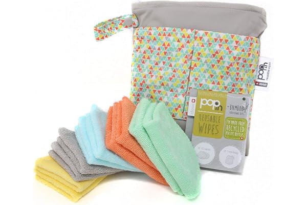 Close Pop-in Lot de 10 lingettes réutilisables en bambou pour bébé Couleurs pastel 20 x 15 cm Extra douces et réutilisables pour les mains et le visage de bébé