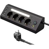 SMAYLİNG Akım Korumalı &Ccedil;oklu Priz | 4 Priz Girişi + 2 USB-C + 2 USB-A &Ccedil;ıkışı | 2 Metre Kablo | LED Işıklı | Hızlı Şarj ve G&uuml;v
