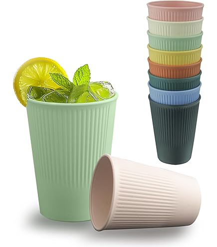 Lot De 8 Gobelets Réutilisables 300 Ml – Enfant, Adulte, Sans BPA, Colorés