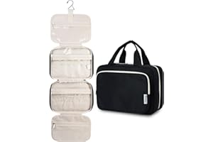 Narwey Kulturbeutel zum Aufhängen Kulturtasche Damen Waschtasche Gross Kosmetiktasche Groß Waschbeutel Kosmetik-Organizer für Damen Mädchen (Schwarz (Groß))