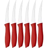 Sebze ve Meyve Bı&ccedil;ağı, &Ccedil;elik, Kırmızı, Lazer Kesim Tırtıklı U&ccedil;, 22 cm, 6 Adet