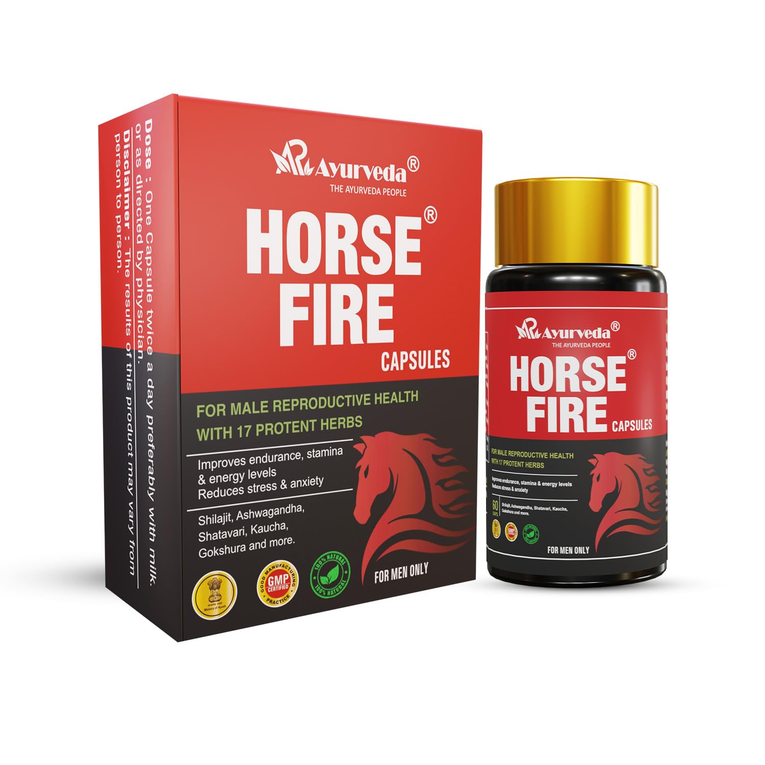 A R Ayurveda Horse Fire Capsule, Strength & Stamina Booster For Men Wellness (Pack of 60 Capsules)