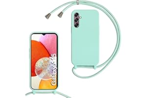 MBSLFY Silikon Handykette für Samsung Galaxy A15 Necklace Hülle mit Band, Verstellbarer Halskette Handyhülle, Handyhülle für zum Umhängen, Case mit Schnur, Minz grün