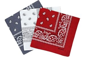By Neki Paisley Bandanas Headband Scarf Pack Of 3 Mixed Colours Cotton Paisley Print, Hair Accessory, Sports, Multifunctional, Face Cover, Cycling