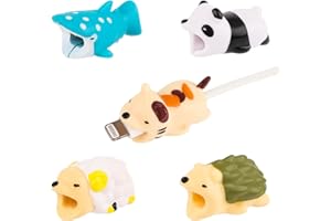 NQEUEPN 5pcs Data Cable Protector Animals Bite, Cute Charging Cable Savers Sheep Hedgehog Panda Kitten Shark Charger Cord Savers for Most Cellphones and iPad Chargers