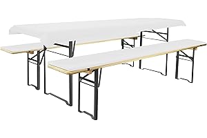 Brandsseller - Coussins pour Banc de Brasserie Ensemble de Housse 3 pièces - 1 Nappe 240x90cm et 2 Coussinets pour Banc rembourrés 220x25 cm Couleur Blanc