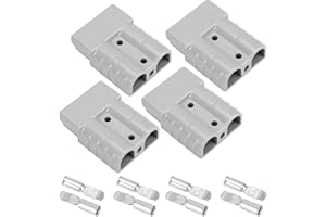 EDITBAR 4 Stück 50A Batterieanschluss Stecker,600V Batterie Stecker Anderson Stecker,Schnellverbindungsstecker für Batterien für Autos, Wohnwagen, Boote, Solarsysteme（grau）