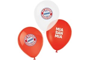amscan 9906514-FC Bayern München Lot de 6 Ballons en Latex 27,5 cm-Couleur Rempli d'air/hélium-Décoration Lors du Fan Club ou de la fête de Football, 9906514, Rouge, Bleu, Blanc, Taille Unique