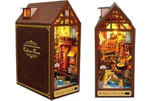 Lotvic DIY Book Nook Kit, Miniatura Casa Kit con Muebles, 3D Kit de Casa de Muñecas de Madera con Luz LED, Maqueta de Casa para Regalos, para Adolescentes y Adultos para Construir Creatividad