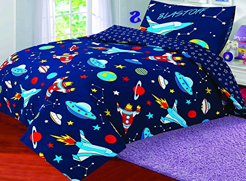 Love2Sleep COTTON RICH PRINTED DUVET COVER WITH PILLOWCASE - BLAST OFF: SINGLE