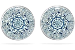 Miss Lovie ® Ohrringe Blumen Damen Ohrringe Handmade Blume Des Lebens Ohrstecker Damen Cabochon Edelstahl Silber Beste Freunde Geschenk Muttertag