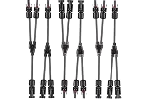 Aiqeer 3 Paires Connecteur Câble Panneau Solaire, Connecteur Solaire Photovoltaïque, Connecteur Branche Y de Solaire MFF/FMM (Noir)