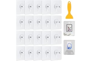 COKEESUN 20 Stück Bilderhaken Selbstklebend, Transparent Klebehaken Bilderhaken Ohne Bohre, Bildaufhänger Selbstklebend für Bilder Poster Fotos Gemälde mit Kleiner Schaber, Maximale Belastung 5 kg