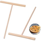 cobee 2pcs Wooden Pancake Spreader Pancake Spatula T-Shaped Tool Bar for Flat Tortilla Shells Roti Galettes Round Baking Tool
