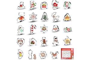 AISHOW Moldes de Galletas Navideñas 24 Piezas Cortador de Galletas de Navidad de Acero Inoxidable para Pastelería de Fudge de Galletas