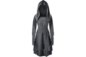 TSIRNK Halloween Costume for Women,Gothic Dress Medieval Dress Renaissance Dress Hoodie for Halloween Carnival