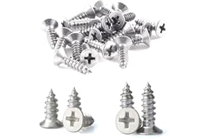 QRITY 200 piezas Tornillos autorroscantes de acero inoxidable M4 de calidad Tornillos Phillips de cabeza plana Tornillos de carpintería de bricolaje (100 piezas M4 x 10 mm, 100 piezas M4 x 12 mm)