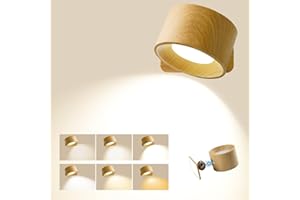 ESTABA Led Wall Light with Battery Operated Wall Light, Wall Lamp Rechargeable Battery, Touch Control, 360 ° Rotate,3 Color Modes, Wireless Wall Sconces for Bedroom Bedside Living Room Corridor Stairs