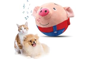 Topbashgo Giocattolo per cani, palla Active Moving Pet Plush Toy, giocattolo interattivo, per cani e gatti (maiale rosso)