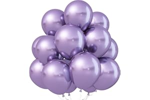Jobkoo Metallic Purple Balloons, 12Inch Chrome Light Pastel Purple Balloons 30Pcs Lavender Metallic Party Balloons Chrome Lilac Helium Latex Balloon for Birthday Baby Shower Wedding Party Decorations