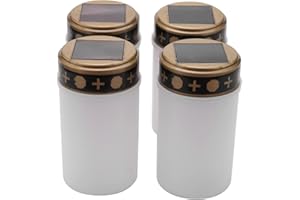 shengyi Bougie Blanche pour Tombe de Cimetière Lampes Solaires avec Éclairage Led 4 Pièces Séries