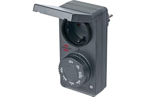 Brennenstuhl Temporizador DDT IP44 / Enchufe programable de Temporizador con Sensor crepuscular (con función crepuscular y 6 programas de conmutación, Uso en Exteriores, con protección de Contacto)