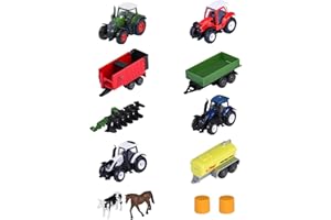 Majorette Farm Set 5 Pezzi – Veicoli Agricoli in Metallo pressofuso, Trattore, Rimorchio e Accessori, 2 Assortimenti, ASSEGNAZIONE CASUALE, dai 3 anni, 8503004000