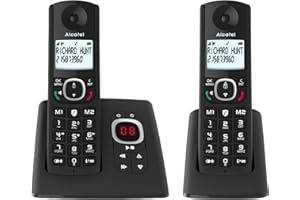 ALCATEL F530 Voice Duo - Téléphone Fixe Sans Fil DECT Avec Répondeur - Grand Écran Rétroéclairé - Mains Libres - Fonction Blocage Des Appels - 2 Touches De Mémoires Directes - 2 Combinés - Noir
