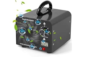 ZILCHX Ozone Generator, 60000 mg/h High Capacity Ozone Machine, Air Purifier with Temperature Humidity Display and 120 Min Timer for 320㎡ Room, for Home, Car, Office, Garage, Smoke and Pet Odours