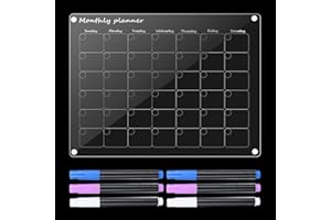 Calendrier pour réfrigérateur, calendrier magnétique en acrylique pour réfrigérateur, calendrier transparent pour mois, tableau magnétique mensuel pour liste à faire