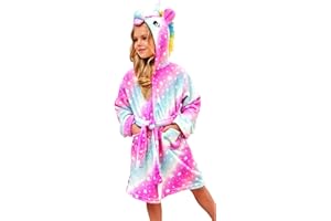 Ceruwum Peignoir Licorne pour Filles Robes de Chambre en Molleton Doux avec Capuche
