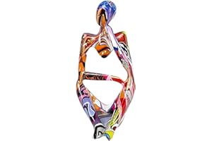 JAUHMUI Modern Thinker Sculpture Decoration, Colourful Large Thinker Figure Ornaments, Creative Colourful Graffiti, Abstract Resin, Statue, Minimalist Art, for Living Room, Bedroom, Office, Desktop(Style 2)