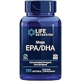 Life Extension, Mega EPA/DHA, Omega-3 Fish Oil, 120 Softgels, Lab Tested, Gluten Free, Soy Free, Non-GMO