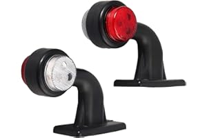 LiNKFOR Side Marker Lights 2 PCS 6LED Side Marker Lights White Red Elbow Lamp Compatible with 24V Trailer Truck