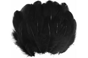 SNBUHA 300 Pièces Plumes Noires, Duveteuses Plume Naturelle, Plumes Décoration pour Mariage, Maison, DIY Dreamcatcher, Loisirs Créatifs et Fête d'halloween (8-11 cm/3.15-4.33 in, Noir)