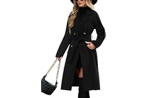 YUSON GIRL Yuson Grl Manteau Femme Hiver Longue Classiques Double Boutonnage Manteau à Revers Automne Hiver Trench Coat Chic et Élégant Chaud Coupe Vent Manteaux avec Ceinture et Poches