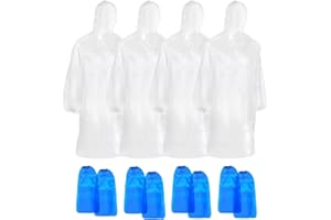 QEEQPF 4 Pezzi Poncho Impermeabile Antipioggia Monouso Trasparente, Emergency Raincoat con Cappucci e Maniche per Escursionismo, Montagna, Campeggio, Concerti, con 4 Paia di copriscarpe