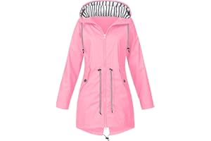 ROUINGDD Regenjacke Damen Wasserdicht Winddichter Atmungsaktiv Regenmantel Regenparka mit Kapuze Leichte Dünne Windbreaker Übergangsjacke Große Größen Fahrrad Windjacke Trenchcoat Wandern Sommerjacke(S-5XL)