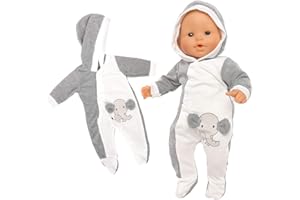 Miunana Kleidung Outfits für 14-17 Zoll Baby Puppen, Puppen Overall Zubehör Puppenkleidung 35-43 cm Neugeborene Baby Puppen Mädchen Geburtstag (Elefant)