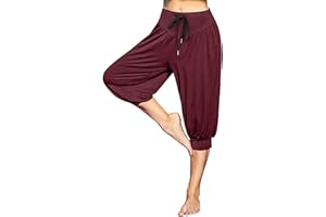 Terecey Pantalones Yoga Mujer, Pantalones Bombachos Mujer Casuales de Cintura Alta Pantalón Bloomers Mujer Ancho con Cordones Pantalones Anchos