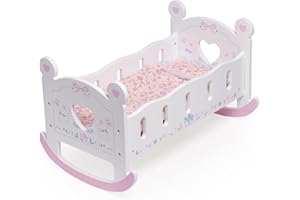 ROBUD Drewniana lalka niemowlęca szopka dla lalki łóżko zabawka dla lalek do 18 cali akcesoria - z podkładką