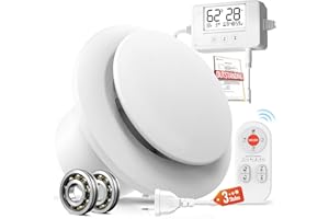 SBONNI Aspiratore Bagno 100mm 3 Velocità, Ventola Aspirazione con Sensore di Umidità Temperatura Timer Telecomando, Silenzioso Potente Ventilatore Bagno Cucina Cantina, Estrattore Aria P109