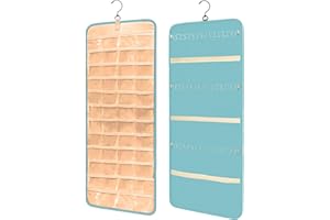 QIUPFGUT Jewelry Organizer per Armadio, Jewelry Storage Display Stand, Porta Orecchini da Appendere, Appendi Gioielli Donna Muro Porta Collane da Appendere, Appeso Contiene Portagioielli Organizer(blu)